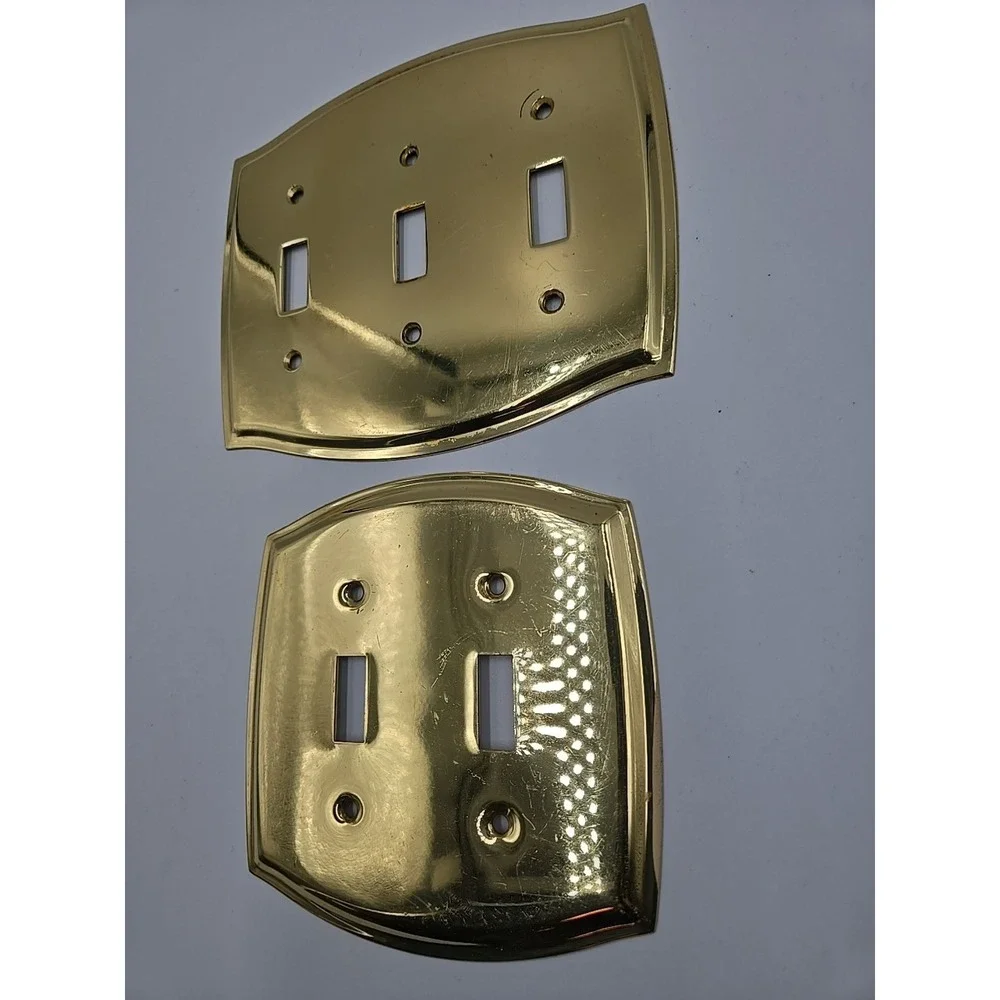 Vintage Blue Chip Solid Brass 3 & 2 Switch Plate Cover‎ Decorative Arched Design